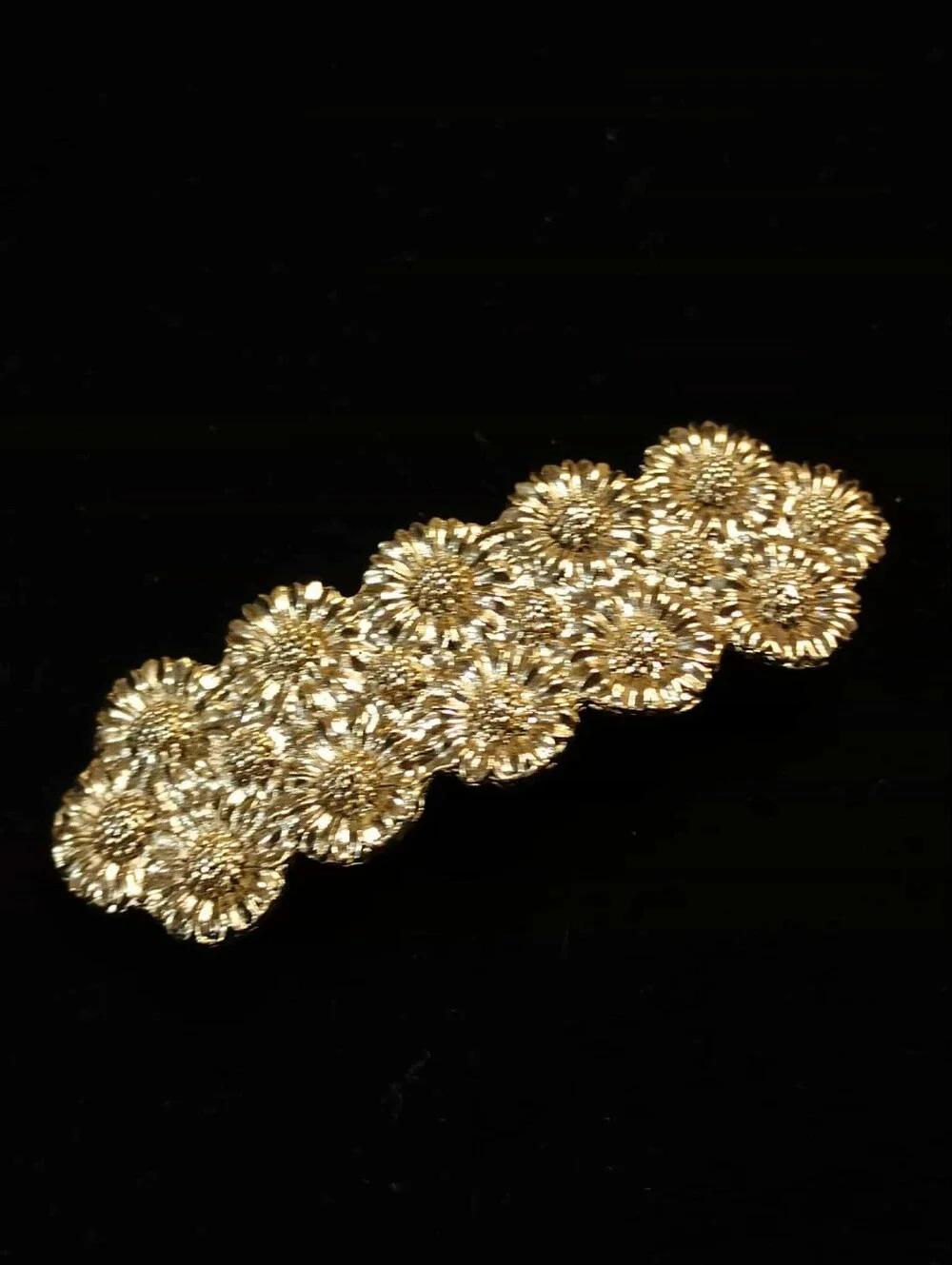 Vintage 80's Pale Gold Floral Metal Barrette Hair Clip